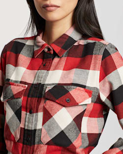 ALTERNATE VIEW OF WOMEN'S MADISON DOUBLEBRUSHED FLANNEL SHIRT IN RED/BLACK CHECK image number 2