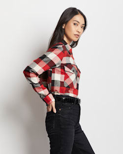 ALTERNATE VIEW OF WOMEN'S MADISON DOUBLEBRUSHED FLANNEL SHIRT IN RED/BLACK CHECK image number 3