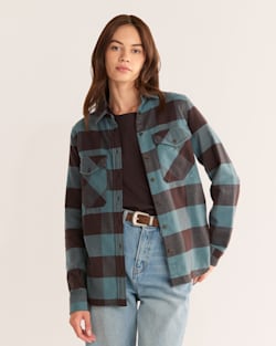 WOMEN'S MADISON DOUBLE-BRUSHED FLANNEL SHIRT IN SHALE/COFFEE BUFFALO CHECK image number 1