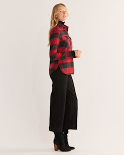 ALTERNATE VIEW OF WOMEN'S MADISON DOUBLE-BRUSHED FLANNEL SHIRT IN RED/BLACK BUFFALO CHECK image number 2