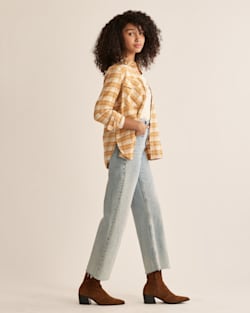 ALTERNATE VIEW OF WOMEN'S MADISON DOUBLE-BRUSHED FLANNEL SHIRT IN IVORY/HONEY PLAID image number 2