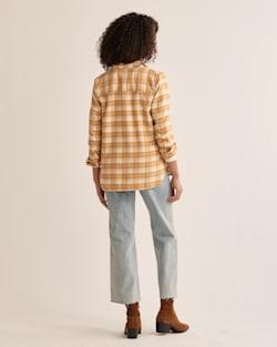 ALTERNATE VIEW OF WOMEN'S MADISON DOUBLE-BRUSHED FLANNEL SHIRT IN IVORY/HONEY PLAID image number 3