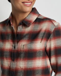 ALTERNATE VIEW OF WOMEN'S BOYFRIEND DOUBLEBRUSHED FLANNEL SHIRT IN RED/CHARCOAL PLAID image number 3