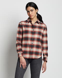 ALTERNATE VIEW OF WOMEN'S BOYFRIEND DOUBLEBRUSHED FLANNEL SHIRT IN RED/CHARCOAL PLAID image number 5