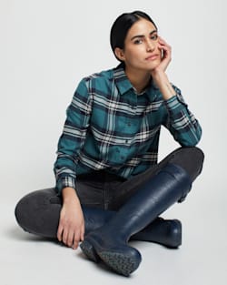 WOMEN'S BOYFRIEND DOUBLEBRUSHED FLANNEL SHIRT IN BALSAM/IVORY PLAID image number 1