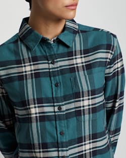 ALTERNATE VIEW OF WOMEN'S BOYFRIEND DOUBLEBRUSHED FLANNEL SHIRT IN BALSAM/IVORY PLAID image number 2
