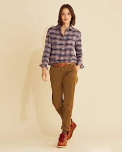 WOMEN'S BOYFRIEND DOUBLE-BRUSHED FLANNEL SHIRT IN NAVY MULTI PLAID image number 1