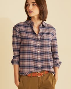 ALTERNATE VIEW OF WOMEN'S BOYFRIEND DOUBLE-BRUSHED FLANNEL SHIRT IN NAVY MULTI PLAID image number 4