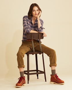 ALTERNATE VIEW OF WOMEN'S BOYFRIEND DOUBLE-BRUSHED FLANNEL SHIRT IN NAVY MULTI PLAID image number 6