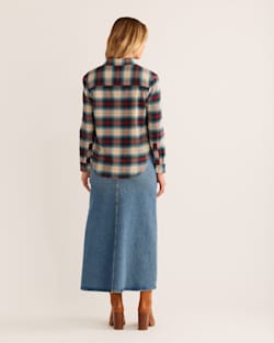 ALTERNATE VIEW OF WOMEN'S BOYFRIEND DOUBLE-BRUSHED FLANNEL SHIRT IN BLUE/RED GERANIUM PLAID image number 3