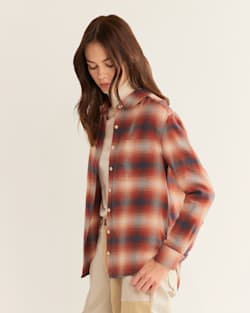 ALTERNATE VIEW OF WOMEN'S BOYFRIEND DOUBLE-BRUSHED FLANNEL SHIRT IN RED OCHRE MULTI PLAID image number 2