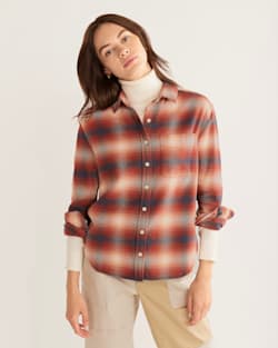ALTERNATE VIEW OF WOMEN'S BOYFRIEND DOUBLE-BRUSHED FLANNEL SHIRT IN RED OCHRE MULTI PLAID image number 4