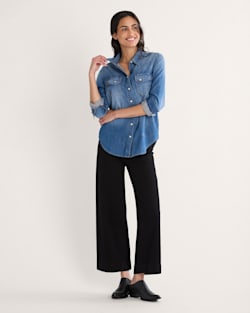 ALTERNATE VIEW OF WOMEN'S CHAMBRAY GAMBLER SHIRT IN MEDIUM BLUE image number 5