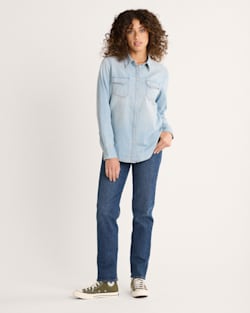 ALTERNATE VIEW OF WOMEN'S CHAMBRAY GAMBLER SHIRT IN LIGHT BLUE image number 4