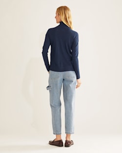 ALTERNATE VIEW OF WOMEN'S RAGLAN MERINO TURTLENECK IN BALTIC BLUE image number 3