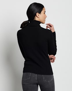ALTERNATE VIEW OF WOMEN'S FITTED MERINO TURTLENECK IN BLACK image number 5