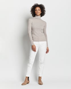 WOMEN'S RIB MERINO TURTLENECK IN SOFT TAUPE HEATHER image number 1