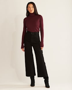 WOMEN'S RIB MERINO TURTLENECK IN WINDSOR WINE HEATHER image number 1