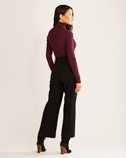 ALTERNATE VIEW OF WOMEN'S RIB MERINO TURTLENECK IN WINDSOR WINE HEATHER image number 3