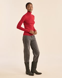 ALTERNATE VIEW OF WOMEN'S FITTED MERINO TURTLENECK IN EMBOLDENED RED image number 2