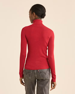 ALTERNATE VIEW OF WOMEN'S FITTED MERINO TURTLENECK IN EMBOLDENED RED image number 3