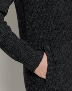 ALTERNATE VIEW OF WOMEN'S SHAWL-COLLAR SHETLAND CARDIGAN IN BLACK HEATHER image number 3