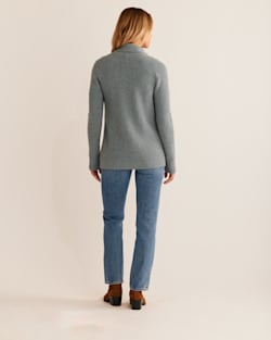 ALTERNATE VIEW OF WOMEN'S SHAWL-COLLAR SHETLAND CARDIGAN IN SEA GLASS BLUE HEATHER image number 3