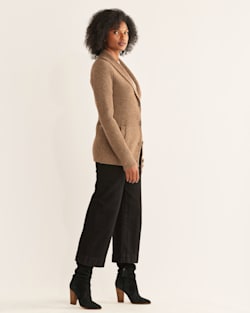ALTERNATE VIEW OF WOMEN'S SHETLAND COLLECTION CARDIGAN IN TAN image number 2
