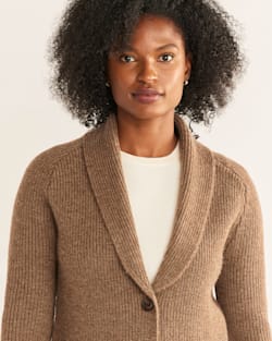 ALTERNATE VIEW OF WOMEN'S SHETLAND COLLECTION CARDIGAN IN TAN image number 4