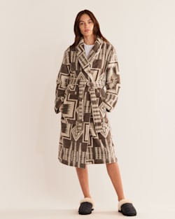 WOMEN'S COTTON TERRY VELOUR ROBE IN HARDING GREY image number 1