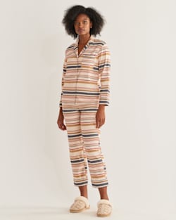 WOMEN'S PAJAMA SET IN IVORY SCOUT STRIPE image number 1