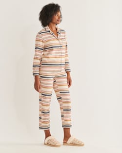 ALTERNATE VIEW OF WOMEN'S PAJAMA SET IN IVORY SCOUT STRIPE image number 2