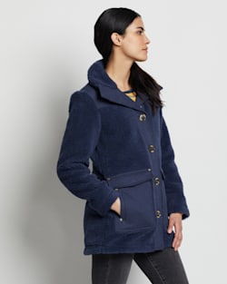 ALTERNATE VIEW OF WOMEN'S DEARBORN BERBER FLEECE BARN COAT IN INDIGO image number 3