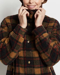 ALTERNATE VIEW OF WOMEN'S SAGE BERBER FLEECE SHIRT JACKET IN SADDLE PLAID image number 2