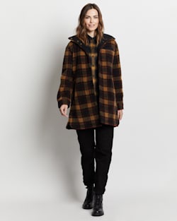 ALTERNATE VIEW OF WOMEN'S SAGE BERBER FLEECE SHIRT JACKET IN SADDLE PLAID image number 3