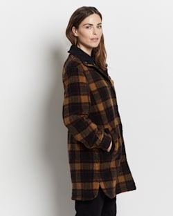 ALTERNATE VIEW OF WOMEN'S SAGE BERBER FLEECE SHIRT JACKET IN SADDLE PLAID image number 6