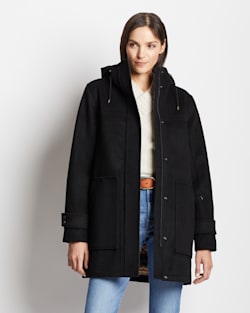 ALTERNATE VIEW OF WOMEN'S MONTAUK HOODED COAT IN BLACK image number 2