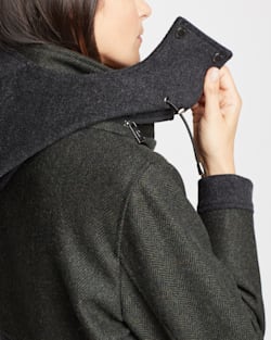 ALTERNATE VIEW OF WOMEN'S NEW CASTLE TWEED PARKA IN OLIVE/CHARCOAL HERRINGBONE image number 2