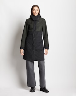 ALTERNATE VIEW OF WOMEN'S NEW CASTLE TWEED PARKA IN OLIVE/CHARCOAL HERRINGBONE image number 4
