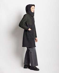 ALTERNATE VIEW OF WOMEN'S NEW CASTLE TWEED PARKA IN OLIVE/CHARCOAL HERRINGBONE image number 5