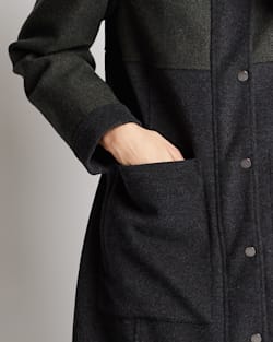 ALTERNATE VIEW OF WOMEN'S NEW CASTLE TWEED PARKA IN OLIVE/CHARCOAL HERRINGBONE image number 6