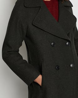 ALTERNATE VIEW OF WOMEN'S UPTOWN LONG WOOL COAT IN OLIVE/CHARCOAL HERRINGBONE image number 2