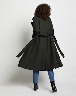 ALTERNATE VIEW OF WOMEN'S UPTOWN LONG WOOL COAT IN OLIVE/CHARCOAL HERRINGBONE image number 3