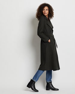 ALTERNATE VIEW OF WOMEN'S UPTOWN LONG WOOL COAT IN OLIVE/CHARCOAL HERRINGBONE image number 4