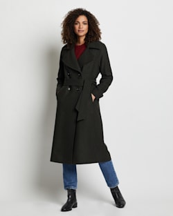 ALTERNATE VIEW OF WOMEN'S UPTOWN LONG WOOL COAT IN OLIVE/CHARCOAL HERRINGBONE image number 5