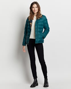 WOMEN'S PACKABLE DOWN REVERSIBLE JACKET IN BLACK PUEBLO DWELLING image number 1