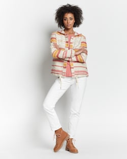 WOMEN'S LIGHTWEIGHT DOUBLESOFT HOODIE IN ROSE/BRONZE STRIPE image number 1