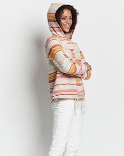 ALTERNATE VIEW OF WOMEN'S LIGHTWEIGHT DOUBLESOFT HOODIE IN ROSE/BRONZE STRIPE image number 4