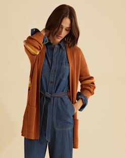 ALTERNATE VIEW OF WOMEN'S SIERRA SPRINGS COTTON CARDIGAN IN BROWN HARDING image number 5