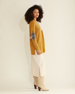ALTERNATE VIEW OF WOMEN'S SIERRA SPRINGS COTTON CARDIGAN IN GOLDEN YELLOW MULTI HARDING image number 3